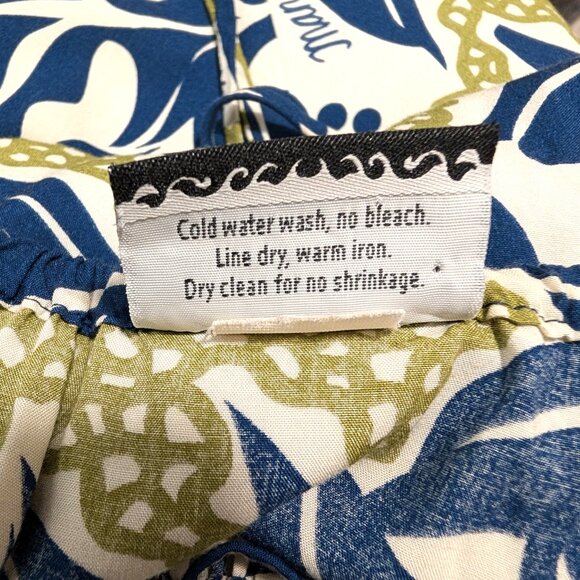 Vintage Manuheali'i Womens Sz S/M? Blue White Aloha Hawaiian Self Tie S/S Dress - Picture 9 of 9